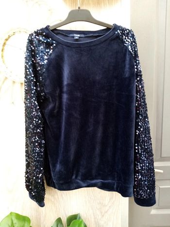 Pull velours + paillettes XS