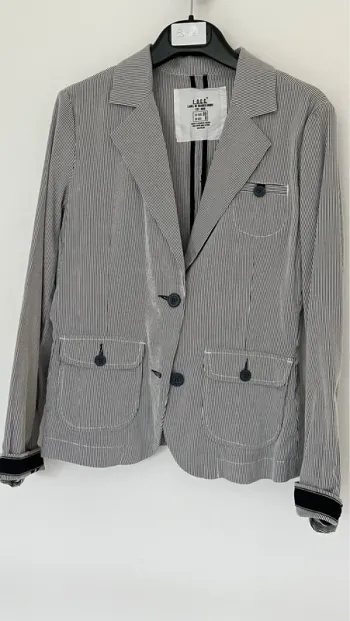 Veste blazer rayé bleu marine et blanc