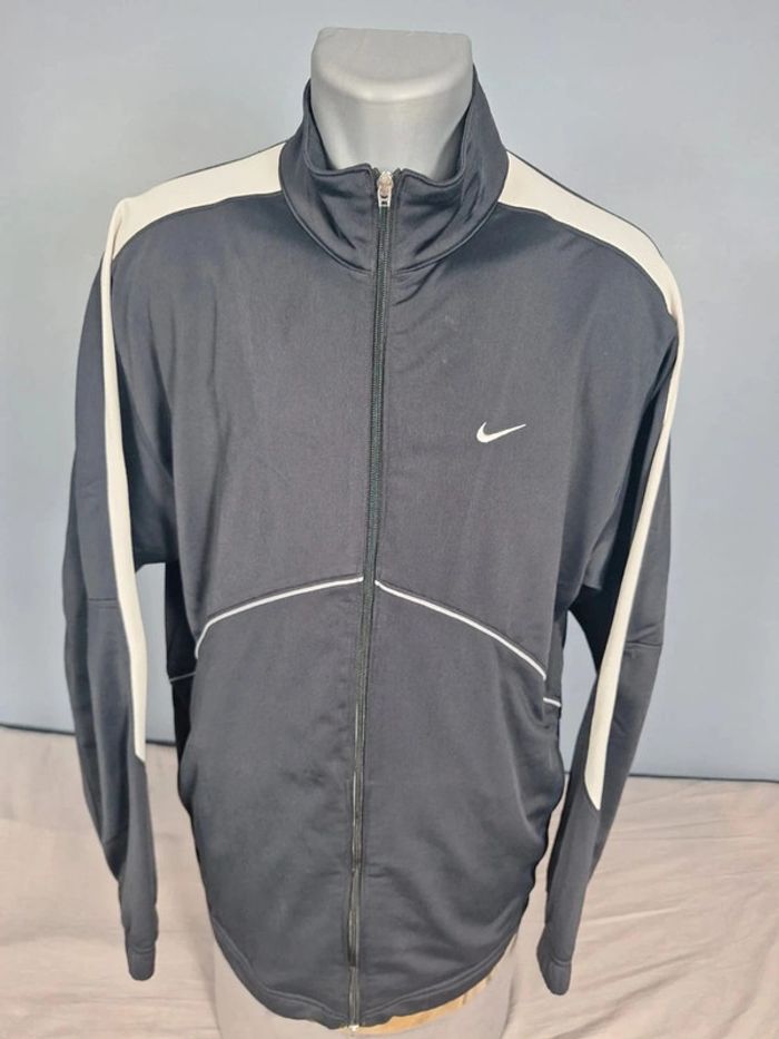 Veste Nike vintage noir blanc zip intégral logo brodé Y2K (543)