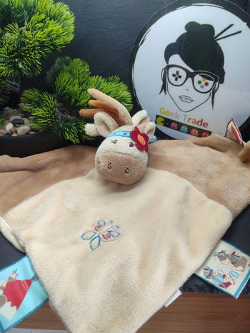 Doudou plat jument kaya beige indien noukie's carré pinto Marron cheval Papillon 