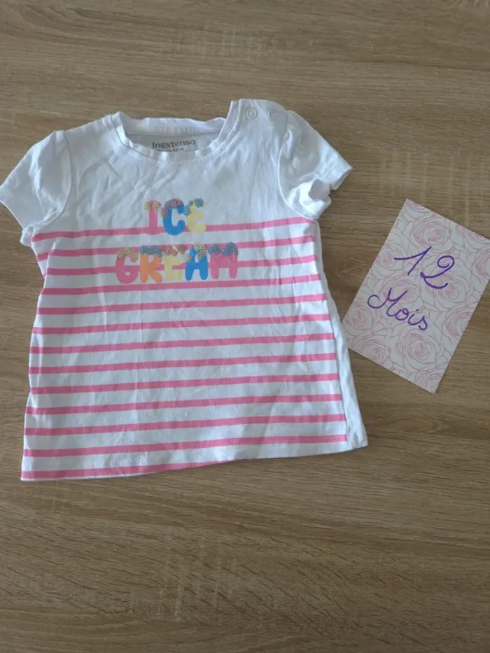 Tshirt blanc fille 12 mois