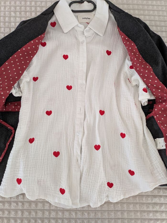 Ensemble veste grise american outfitters & chemise cœur jubylee - photo numéro 2