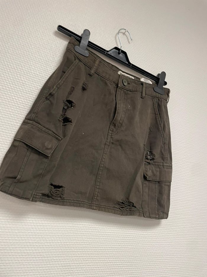 mini jupe trouée taille 34 kaki - photo numéro 5