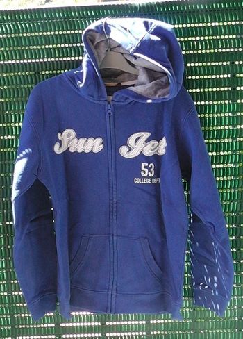 Veste à capuche bleue imprimé blanc avec poches