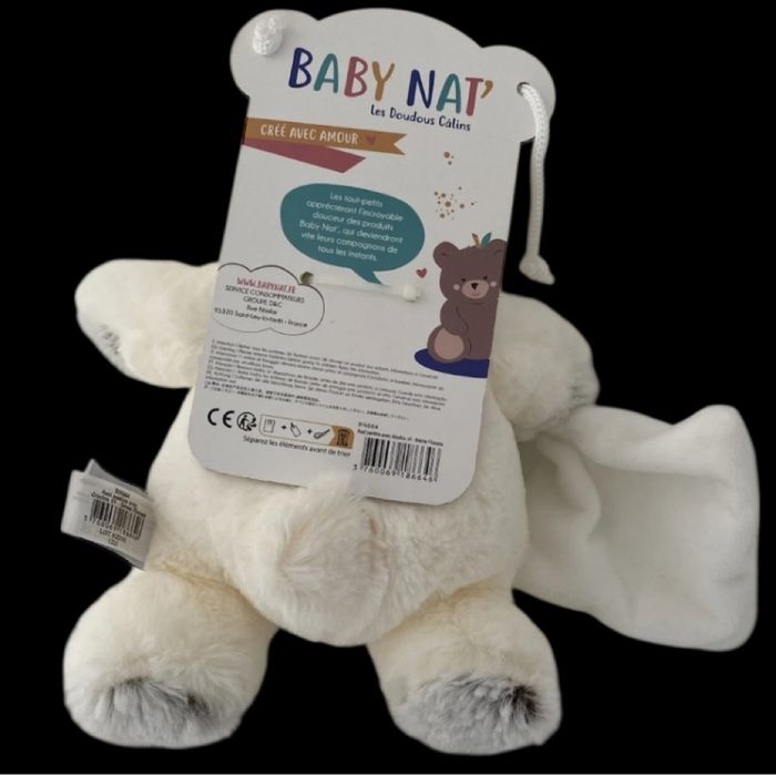 ❤️B5411 Doudou Peluche Ours Baby Nat Flocons Marron Beige Babynat Mouchoir - photo numéro 2