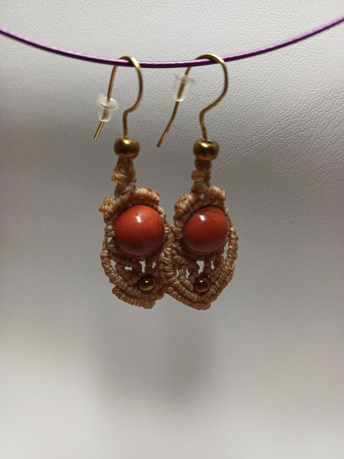 Boucles d'oreilles micro-macramé - photo numéro 6
