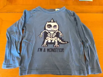 310764 tee-shirt ML vert garçon 3 ans kiabi "i'm a monstre"