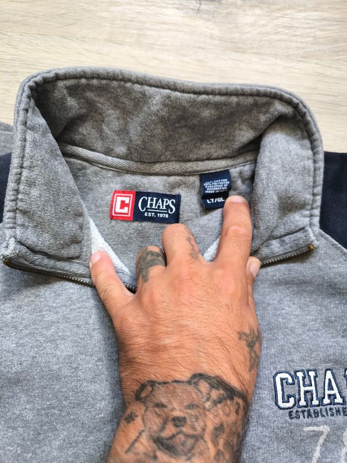 Sweat zippé Chaps gris & bleu - Taille L - photo numéro 2