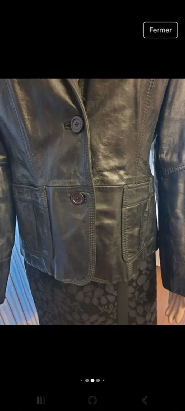 Blazer noir en cuir vintage Splendido taille 40 - photo numéro 5