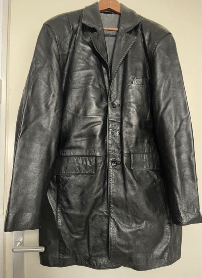 Veste en véritable cuir noir taille XL