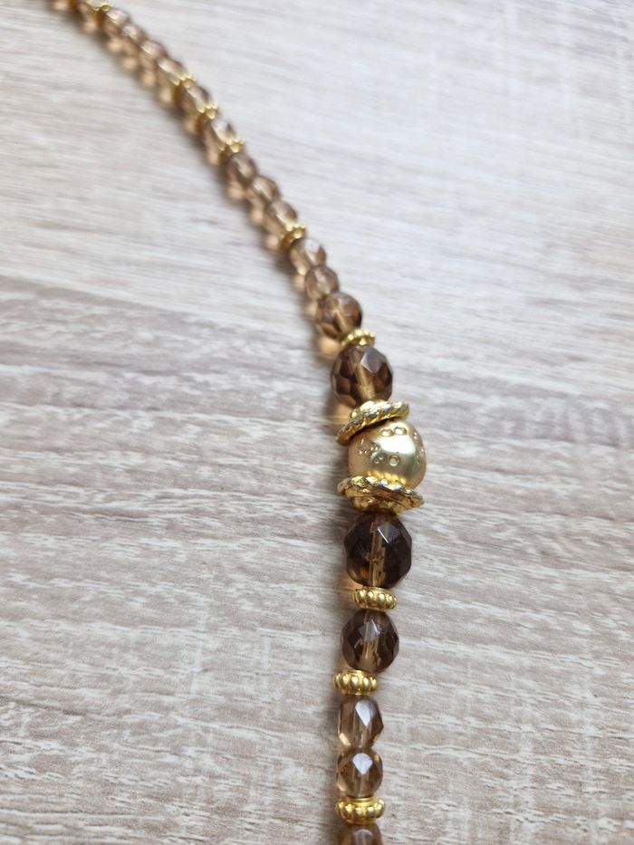 Collier long tons doré et marron - photo numéro 4