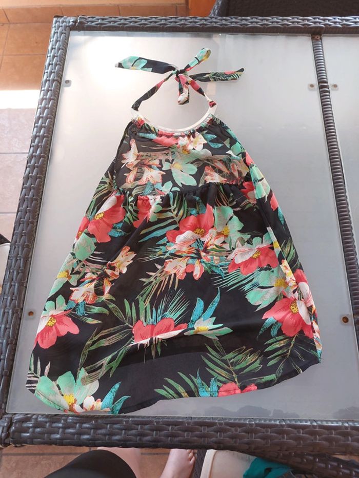 Top dos nu fleuri col bijou laçage cou taille M - photo numéro 2