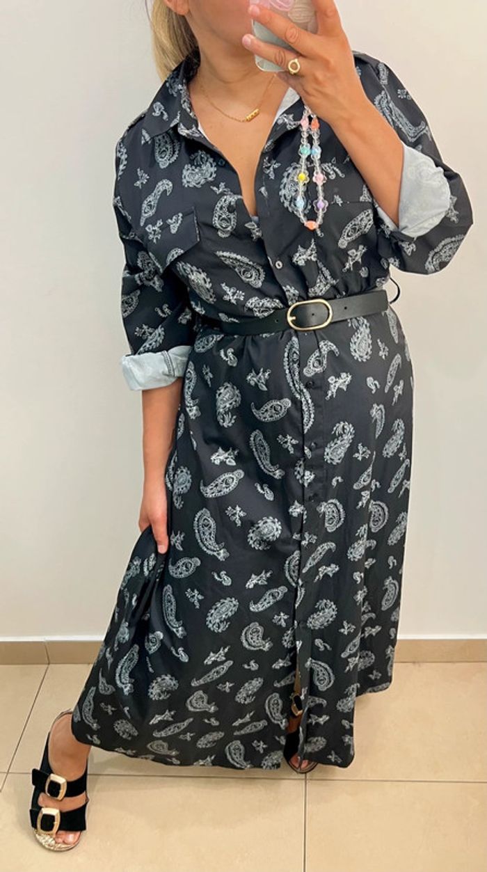 🌸Robe chemise longue imprimée pashmina Taille M - photo numéro 4