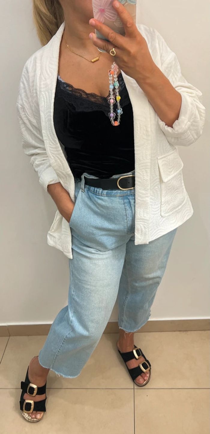 Veste blanche à motifs jacquard - photo numéro 2