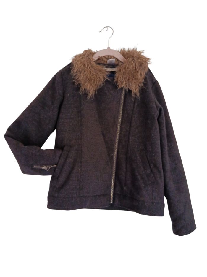 Blouson type laine col fourrure A1478