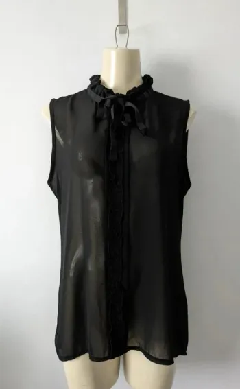 Blouse noire sans manches - Ambra made in Italy - taille M