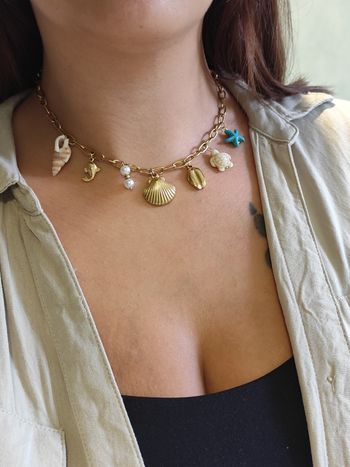 Collier coquillage étoile bleu ✅