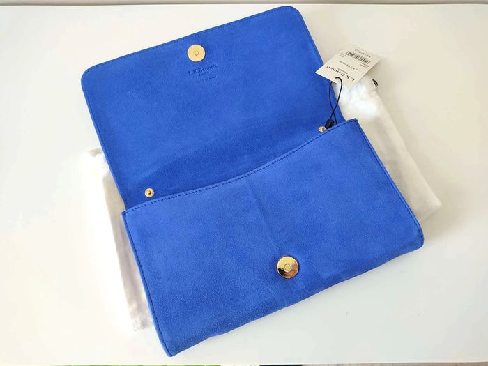 Sac à main LK Bennett pochette en cuir suède Blue Indigo - NEUF - photo numéro 8