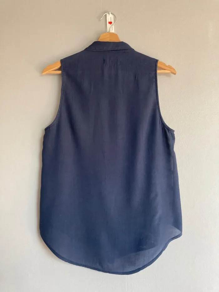 Blouse Hollister sans manches – dentelle & col Claudine – taille M - photo numéro 4