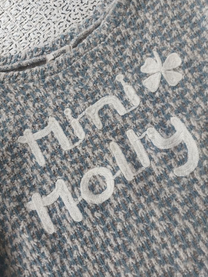 Pull Mini Molly 12/14 ans – Motif pied-de-poule bleu-gris - photo numéro 3