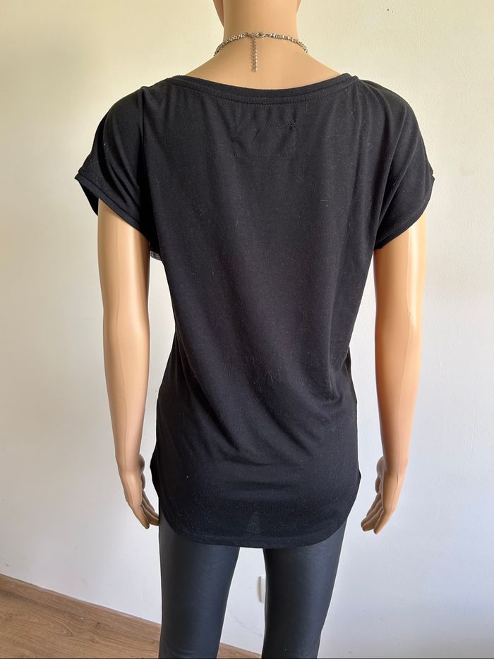 Blouse noire et grise à manches courtes Cache Cache taille 2 bon état - photo numéro 5