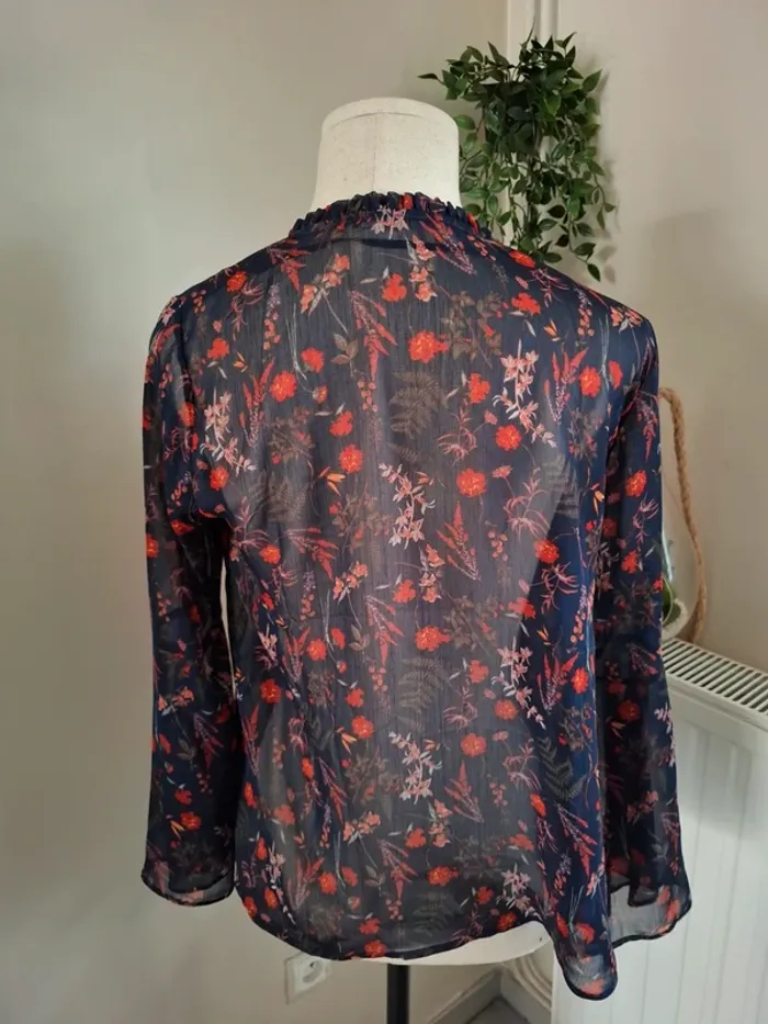 Blouse bohème transparente à fleurs - photo numéro 4