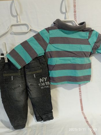 jean noir et polo de Tape à l'oeil 6 mois ref 68 D3