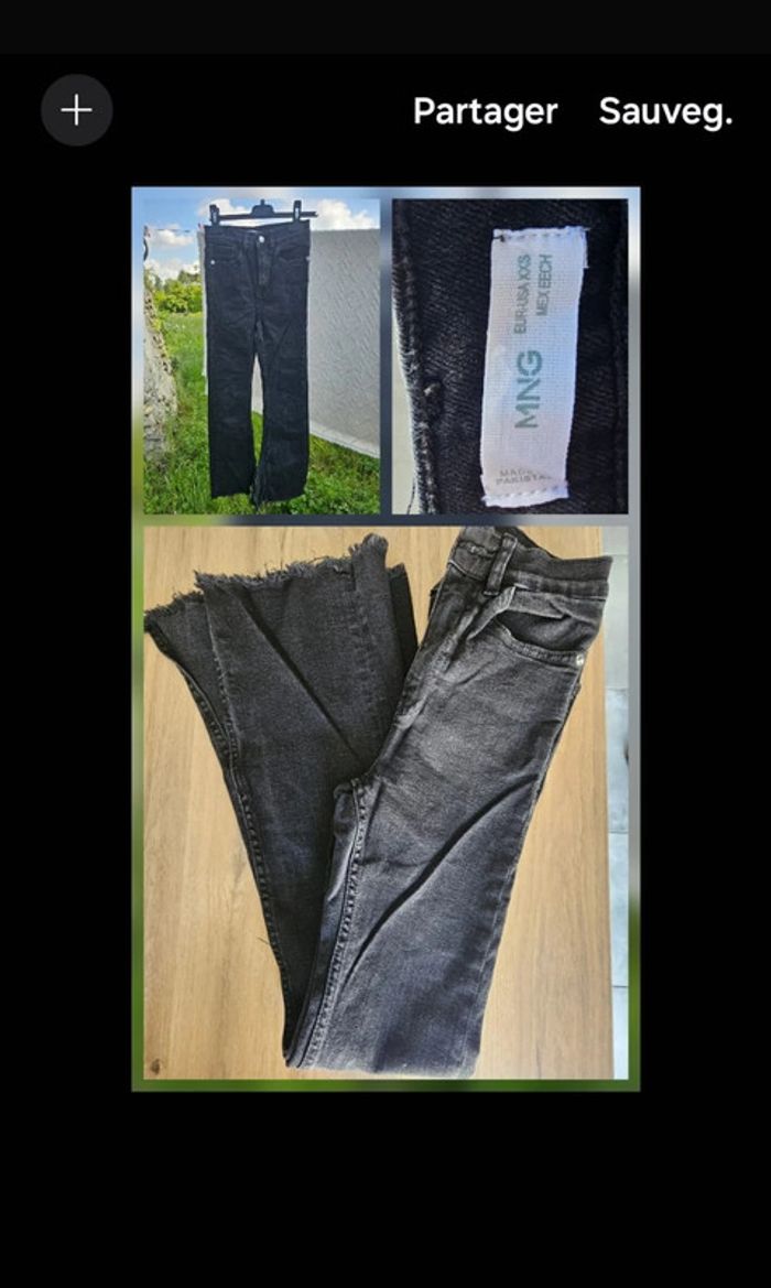 Jean évasé noir fille adolescente femme xxs - photo numéro 4