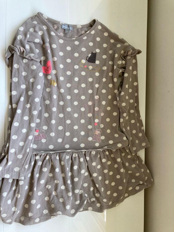 Robe beige à pois Miniman 6 ans