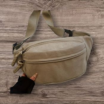 Sac banane mixte beige velours côtelé 