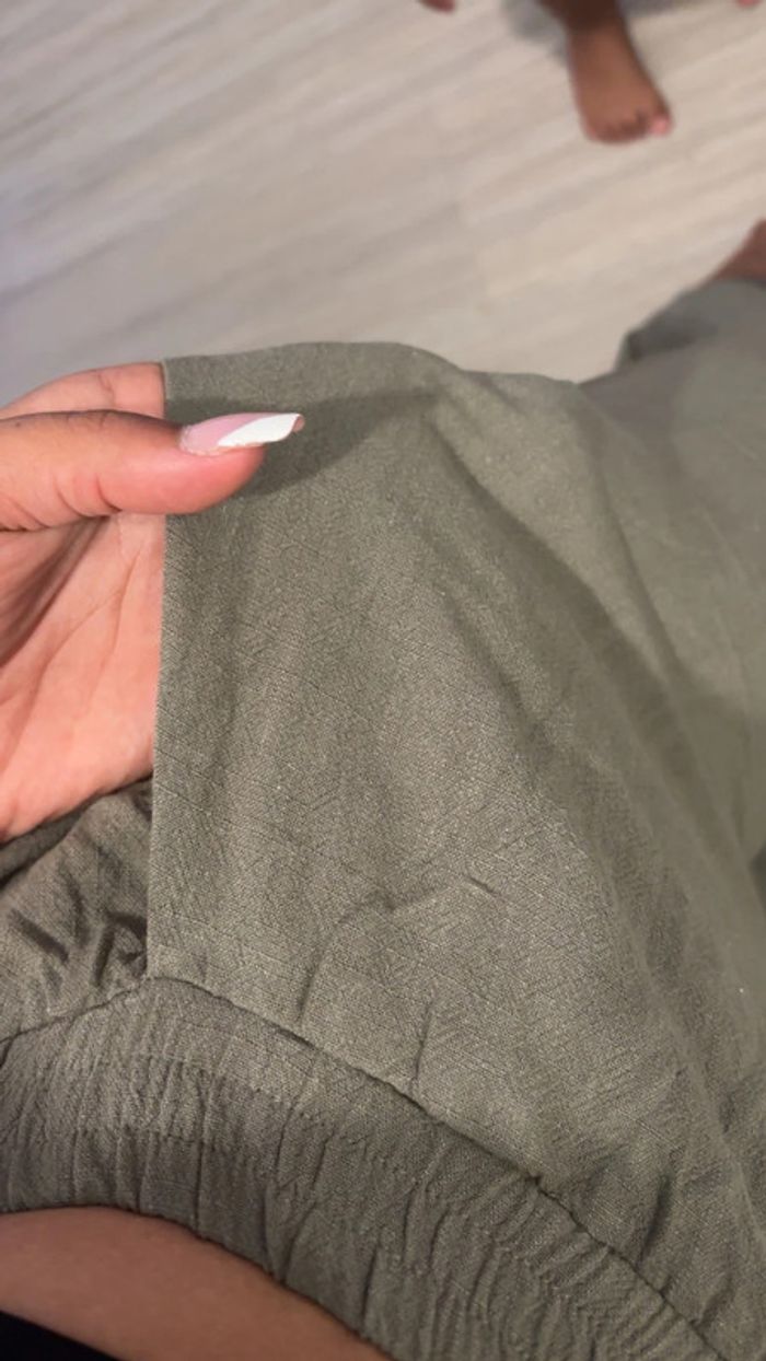 Pantalon fluide large été kaki - photo numéro 3