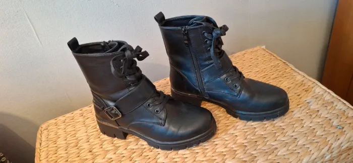 Botines cuir noir a lacets et fermeture éclair cimarron - photo numéro 5