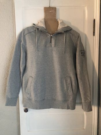 Sweat-shirt gris clair à capuche avec poches « harris wilson » T L