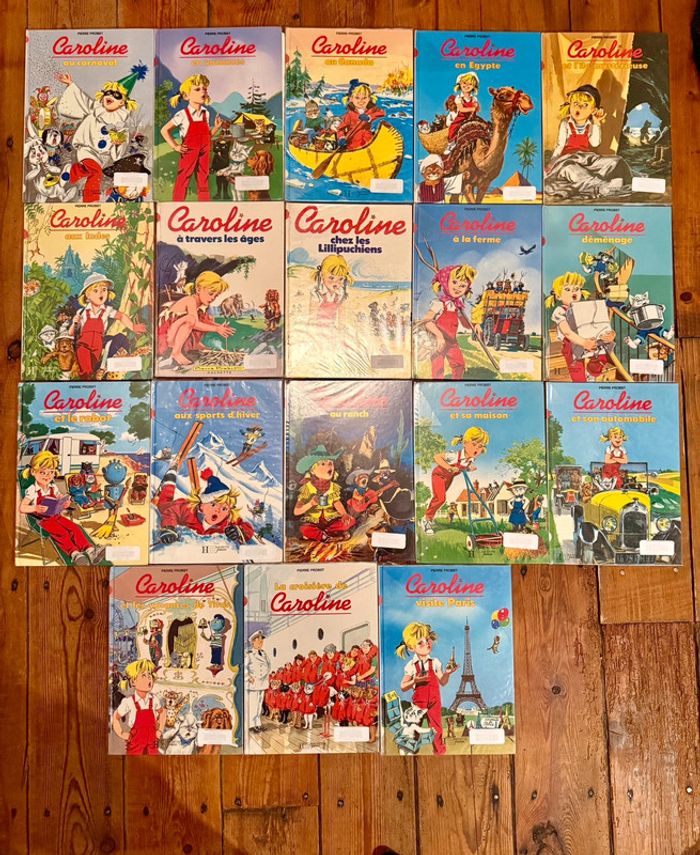 Blancs vintage années 90 anciens - Lot de 18 livres Caroline bd album Hachette