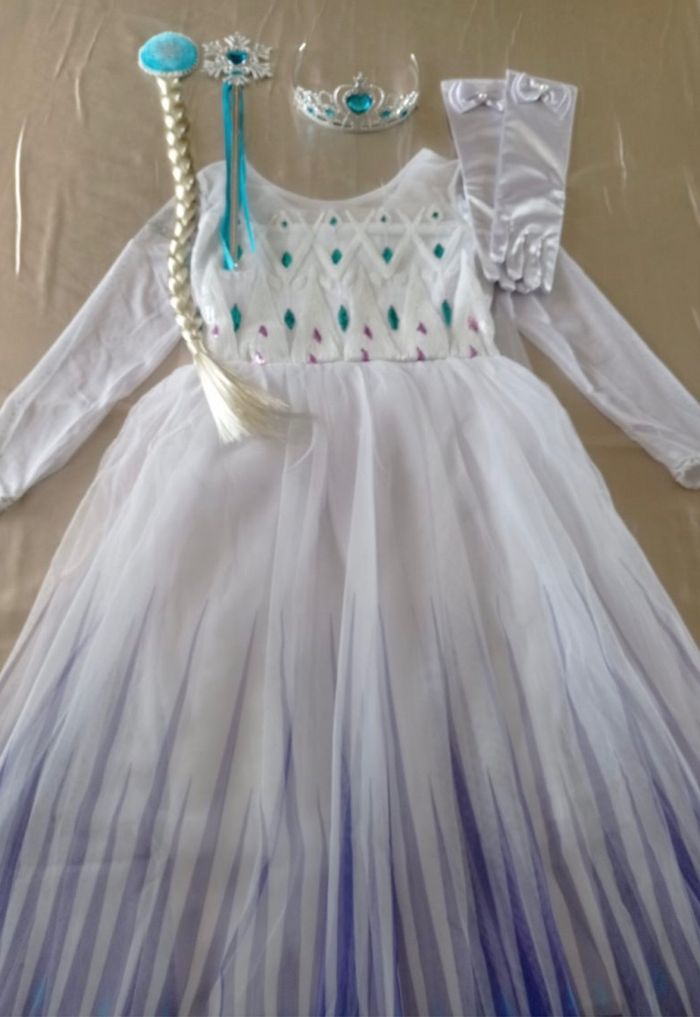 Déguisement robe princesse Elsa manche longue 6ans