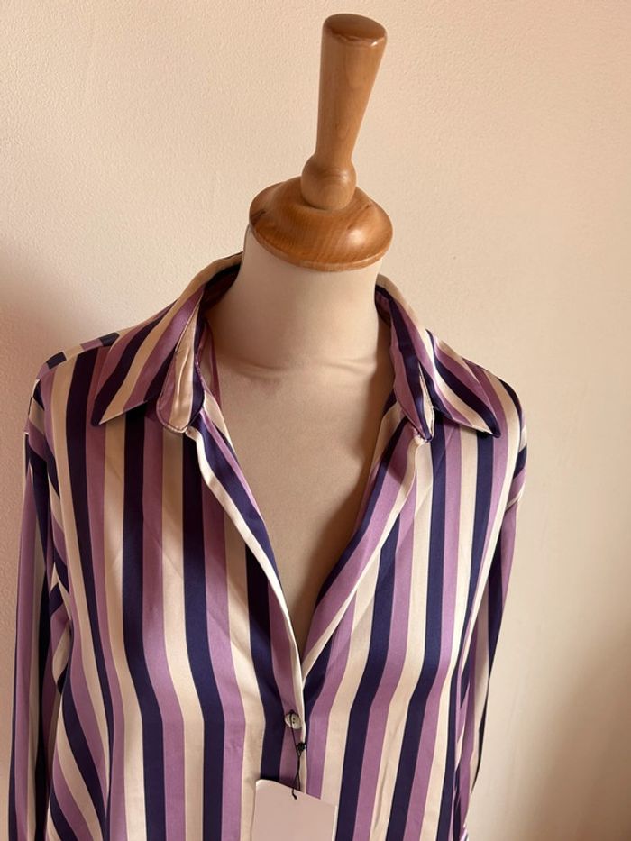 Chemise satinée, lilas et blanche, Zara - photo numéro 2