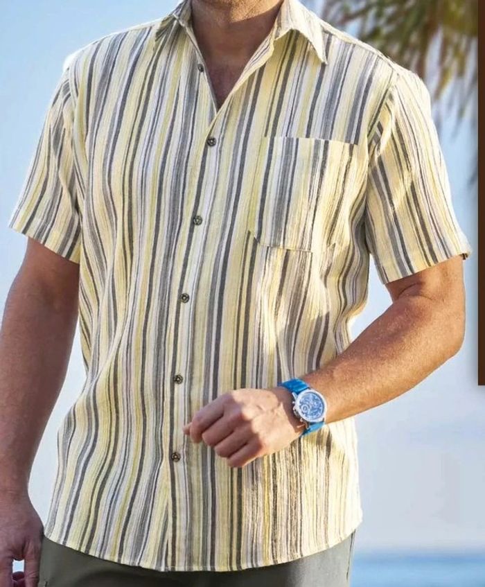 Chemisette rayée blanche et grise Neuve Taille L