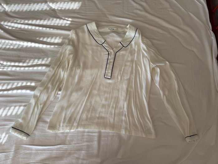 Blouse à manches longues crème avec liseret noir Nice Things - Taille 40.