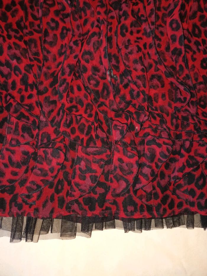 Jupe léopard rouge et noire Morgan - photo numéro 2