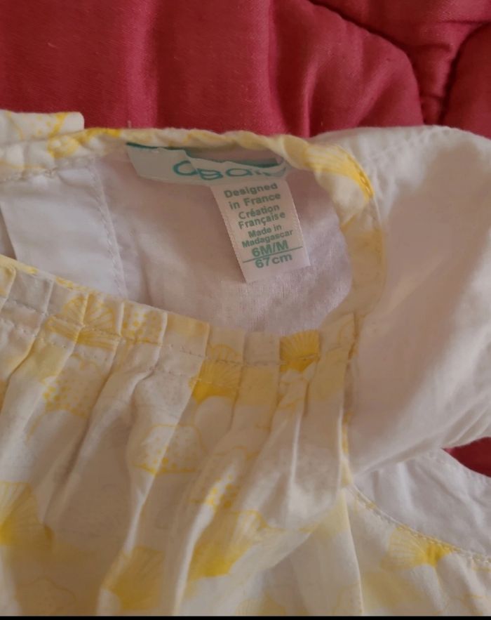 Robe été Obaïbi jaune pastel 6 mois - photo numéro 3