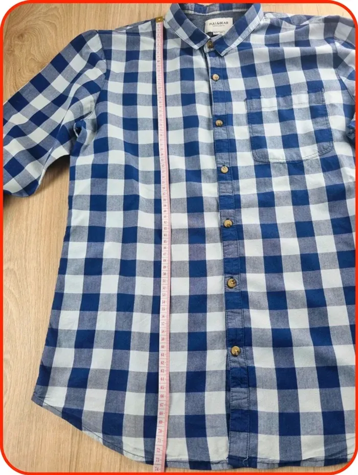 Chemise à carreaux bleue Homme Pull & Bear Taille L - photo numéro 6