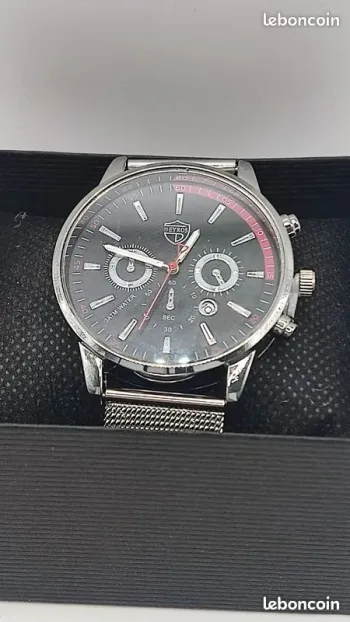 montre quartz bracelet couleur argenté gris