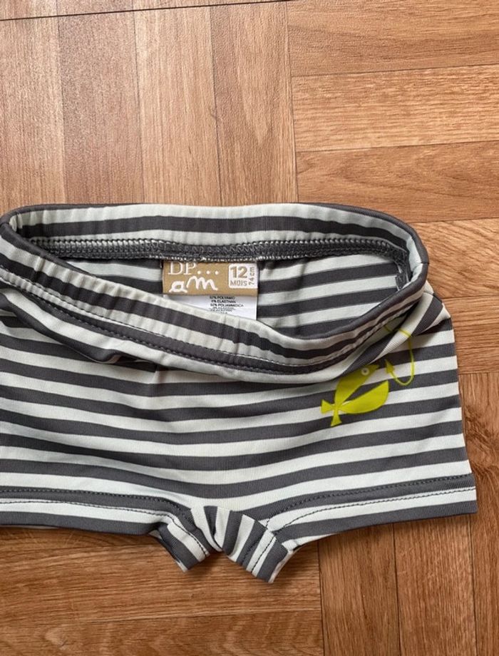 Maillot boxer de piscine à rayures gris et blanc taille 12 mois Du Pareil au Même (NEUF) - photo numéro 2