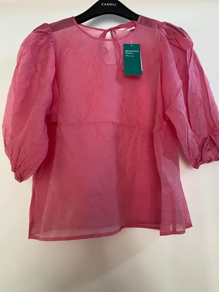 Haut top blouse rose effet froissé taille S H&M Neuf