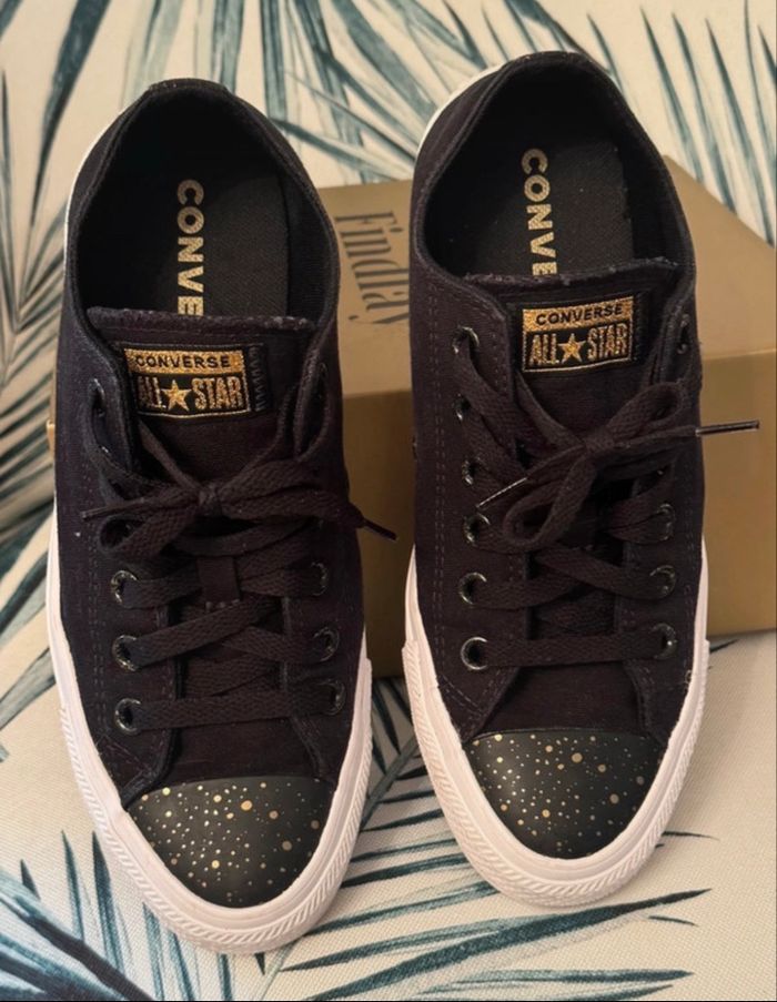 Converse noir en pti pois doré - photo numéro 2