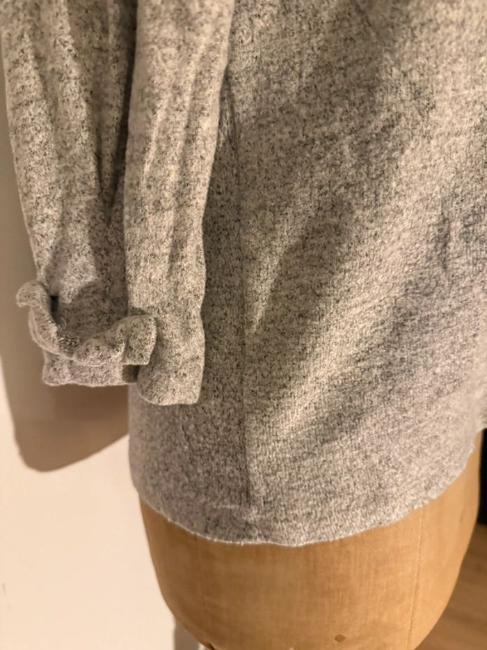 Pull gris chiné à manches 3/4 - photo numéro 3