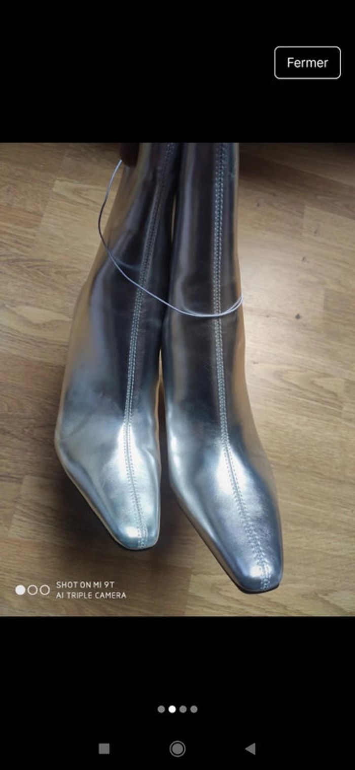 Bottes bottines talons argenté 38 - photo numéro 2