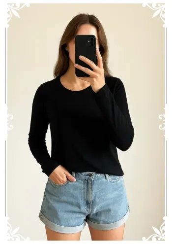 Petit pull noir léger près du corps noir XL marque EDC col V