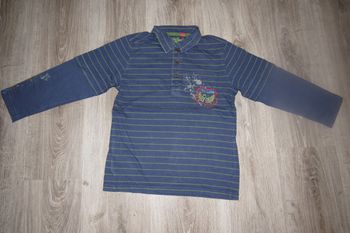 POLO A MANCHES LONGUES MARINE RAYÉ VERT GARÇON - CATIMINI - 8 ANS - n°03