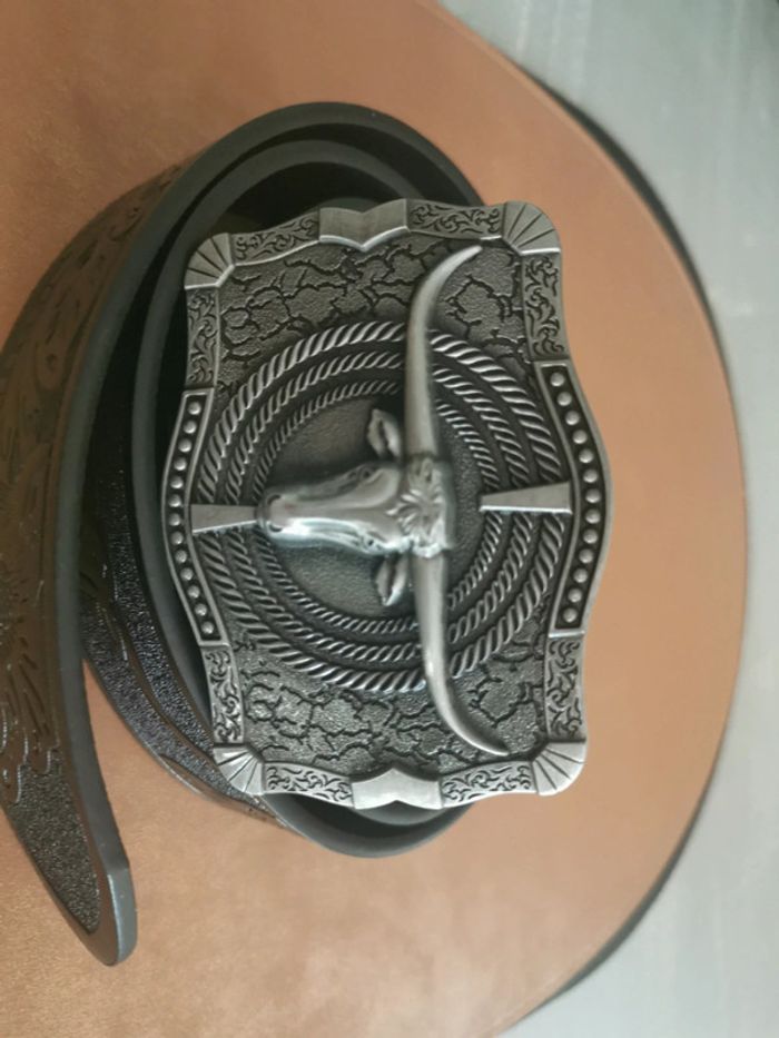 Ceinture de cowboy country taureau argenté - photo numéro 2